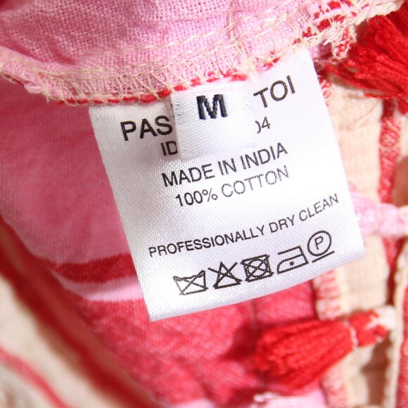 Dodo Bar Or Embroidered Stripe Midi Dress Tassel Fringe Pink Cotton Size Medium - Picture 14 of 14